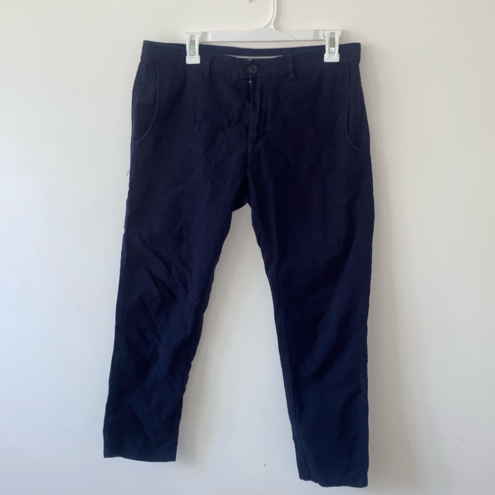 Zara men’s pants navy seersucker cropped pants size 32